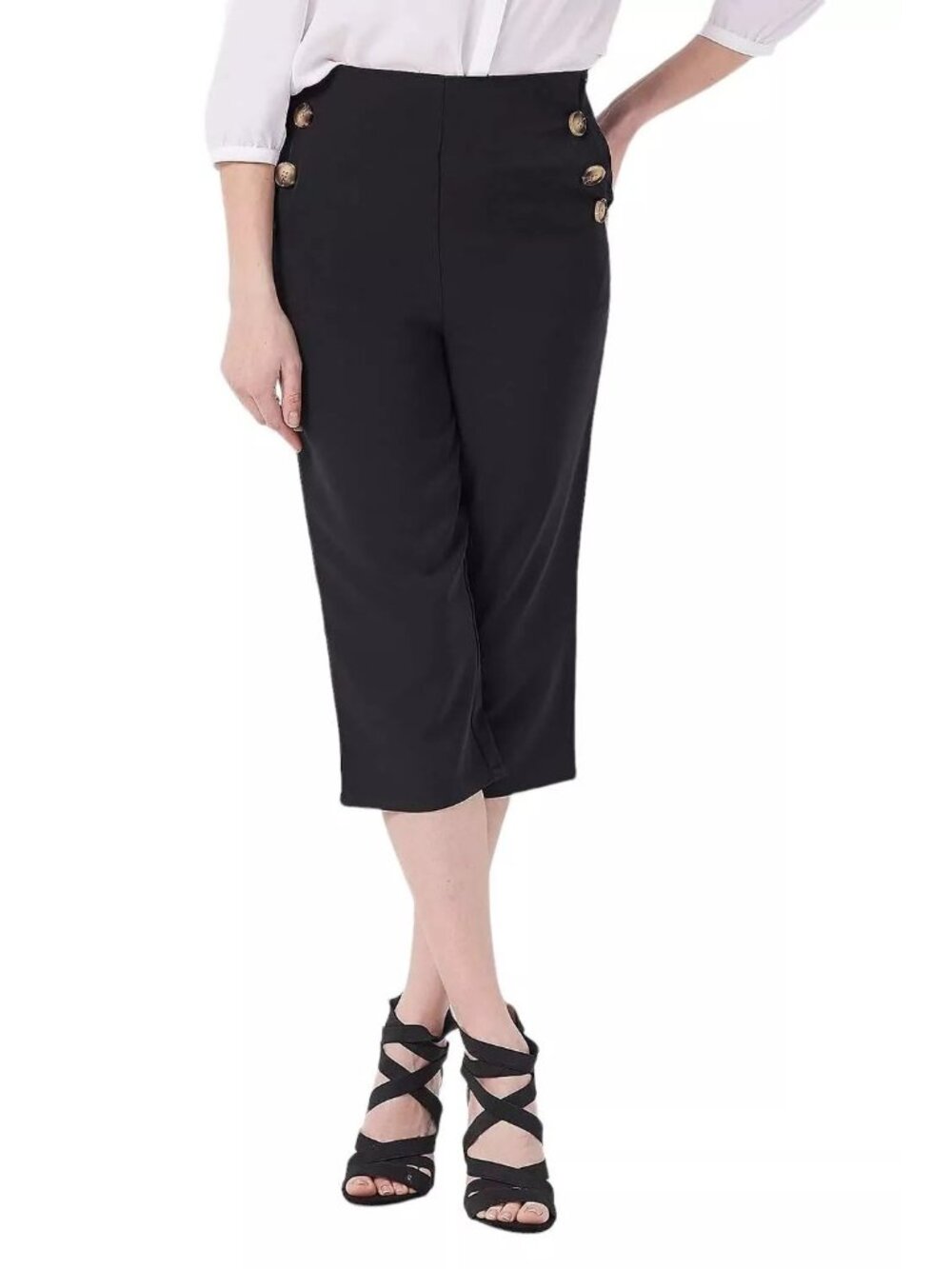 All Worthy Hunter McGrady Pants Size 4 Tall Cropped Sailor Black Preppy NEW